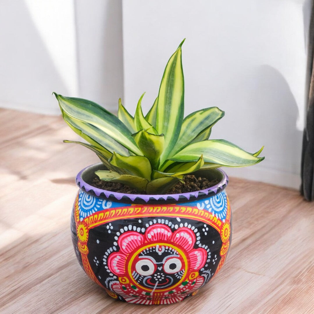 Hand Painted Pattachitra Style Aluminum Planter – KalaKart