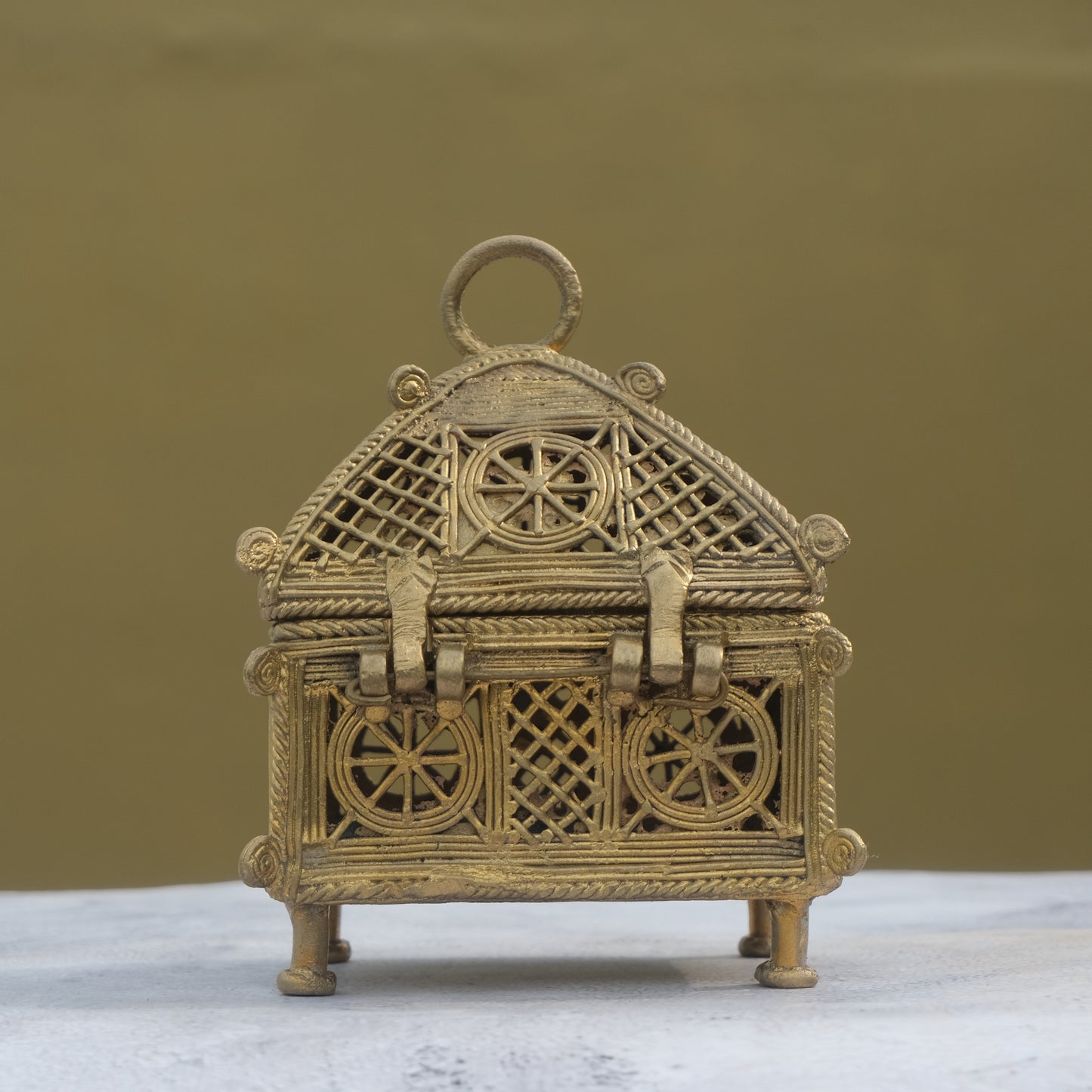 Nuagaon Dhokra Rewaz Jewelry box — Handcrafted Lost-Wax Brass Showpiece