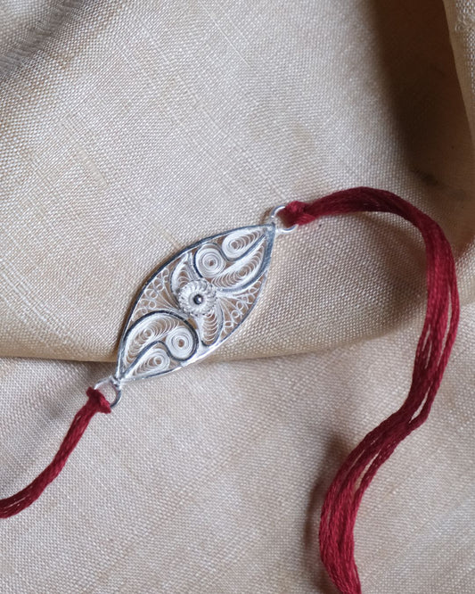 Silver Filigree Handmade Tarakasi Rakhi