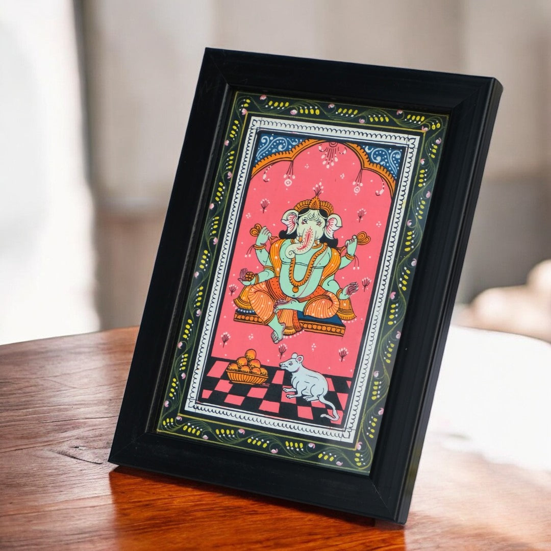 Pattachitra Paintng - Postcard Size Ganesha Painting for Home Decor