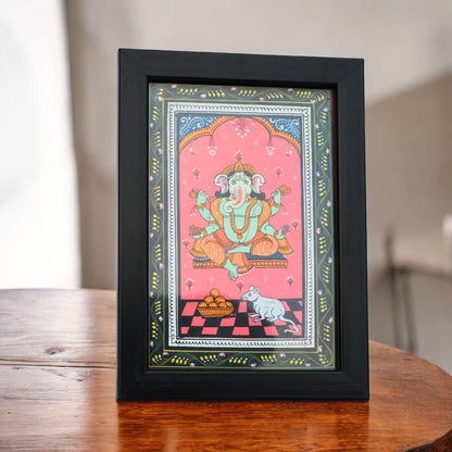 Pattachitra Paintng - Postcard Size Ganesha Painting for Home Decor