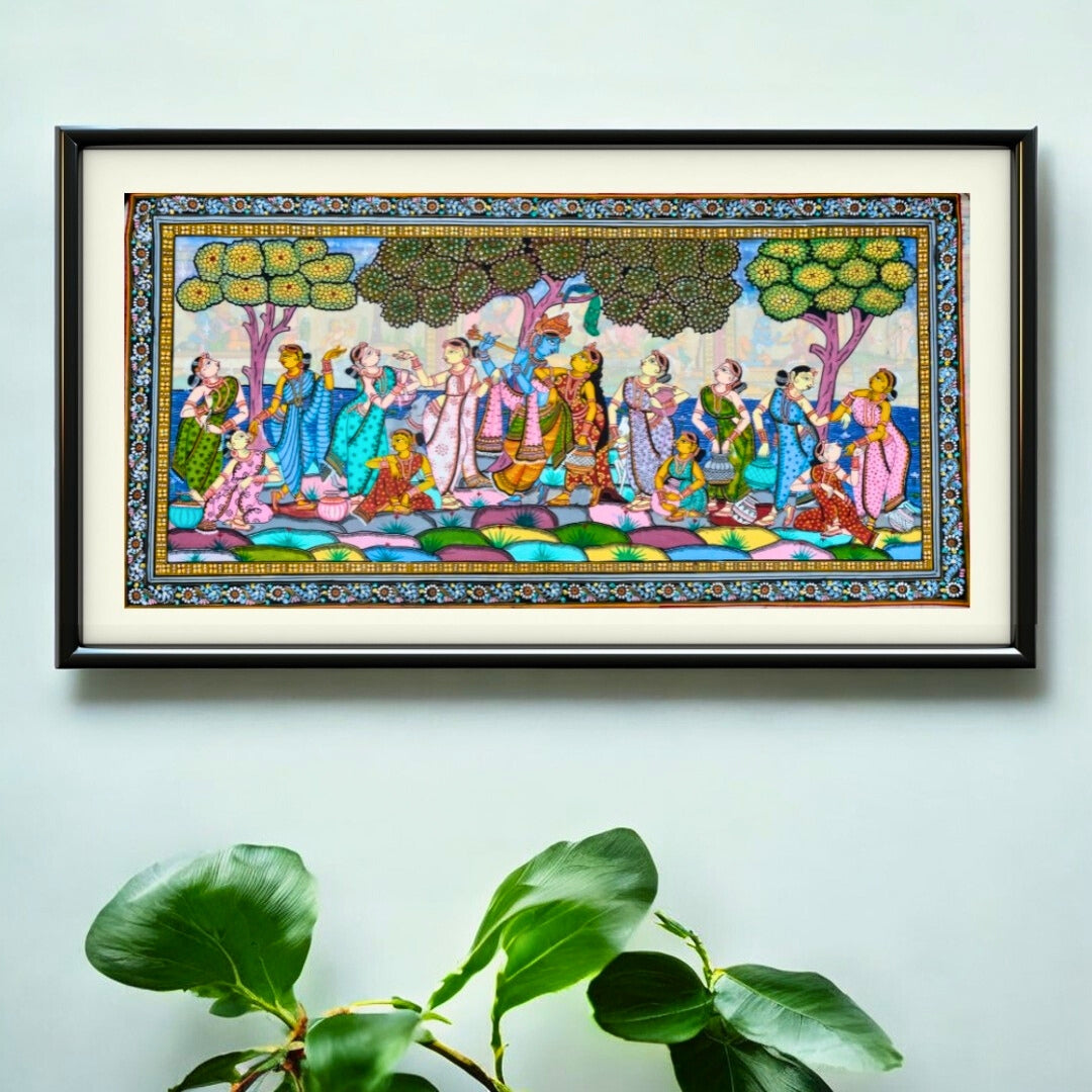 Authentic Pattachitra - Sri Krishna And Gopi Painting