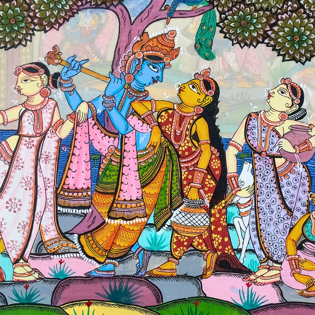 Authentic Pattachitra - Sri Krishna And Gopi Painting