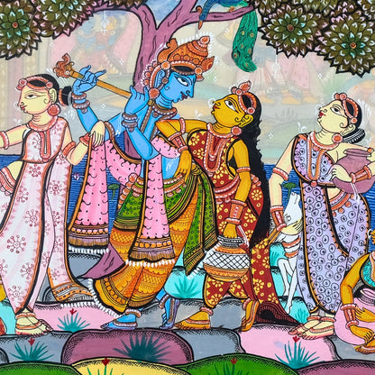 Authentic Pattachitra - Sri Krishna And Gopi Painting