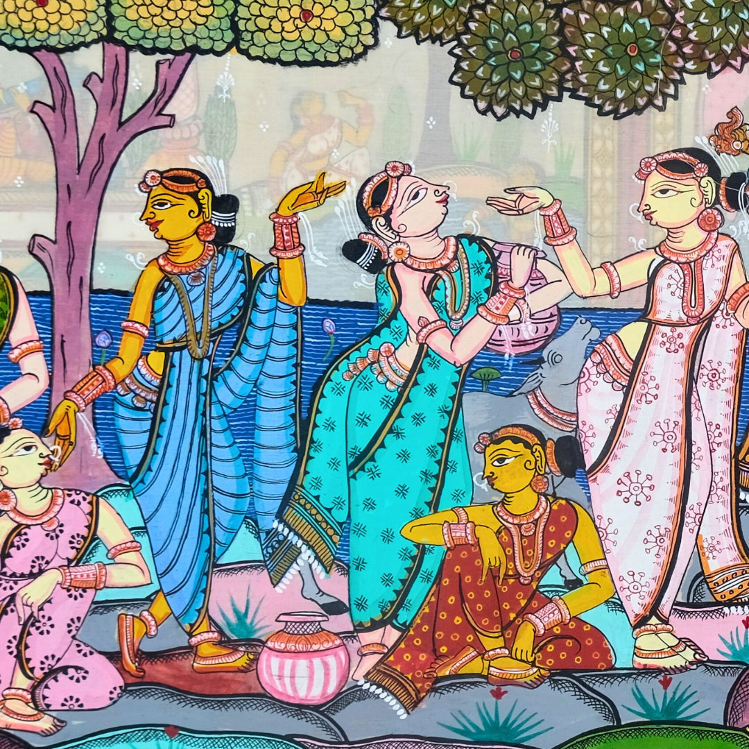 Authentic Pattachitra - Sri Krishna And Gopi Painting
