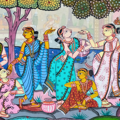 Authentic Pattachitra - Sri Krishna And Gopi Painting