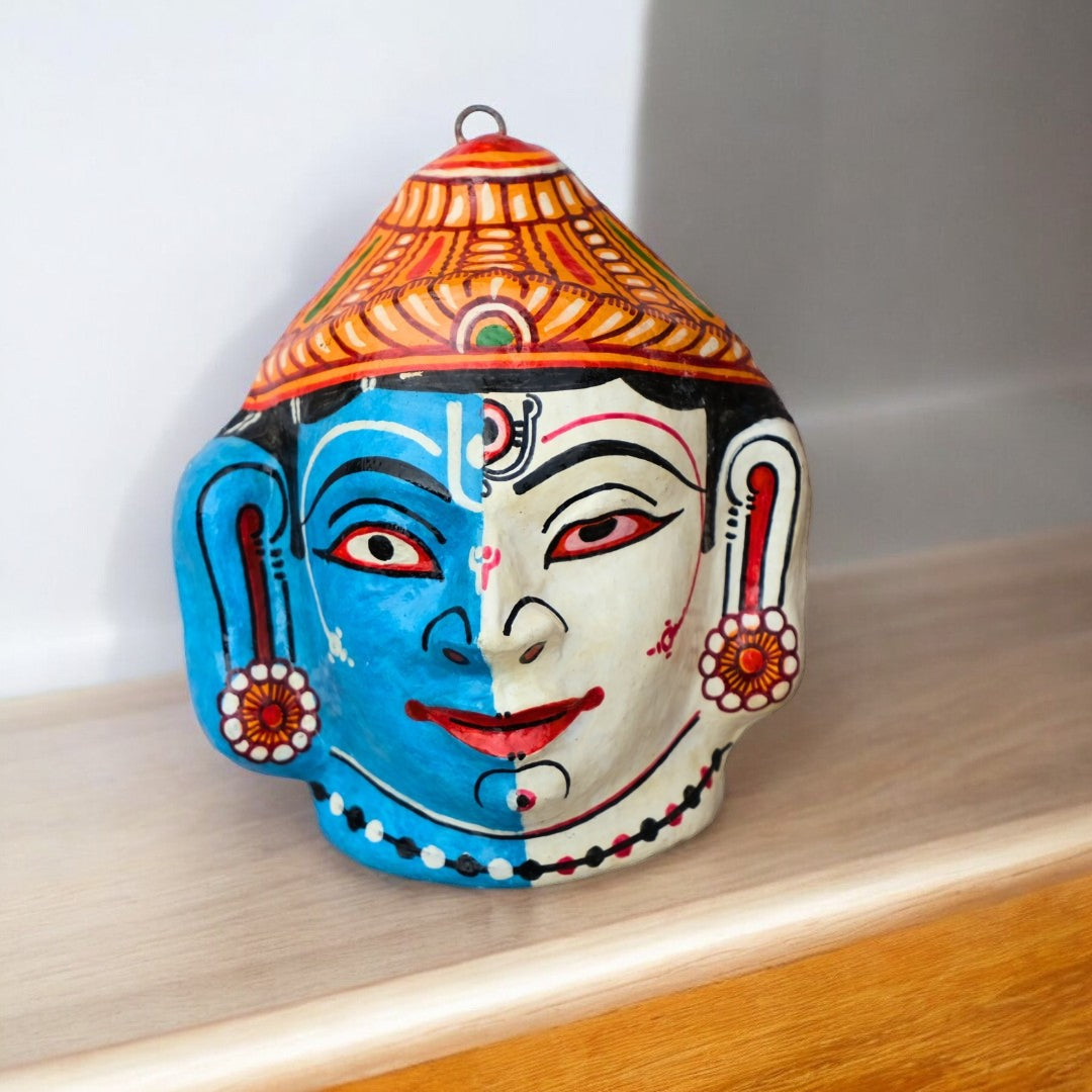 Handmade Papier-mâché Hari Hara Mask Decorative Showpiece