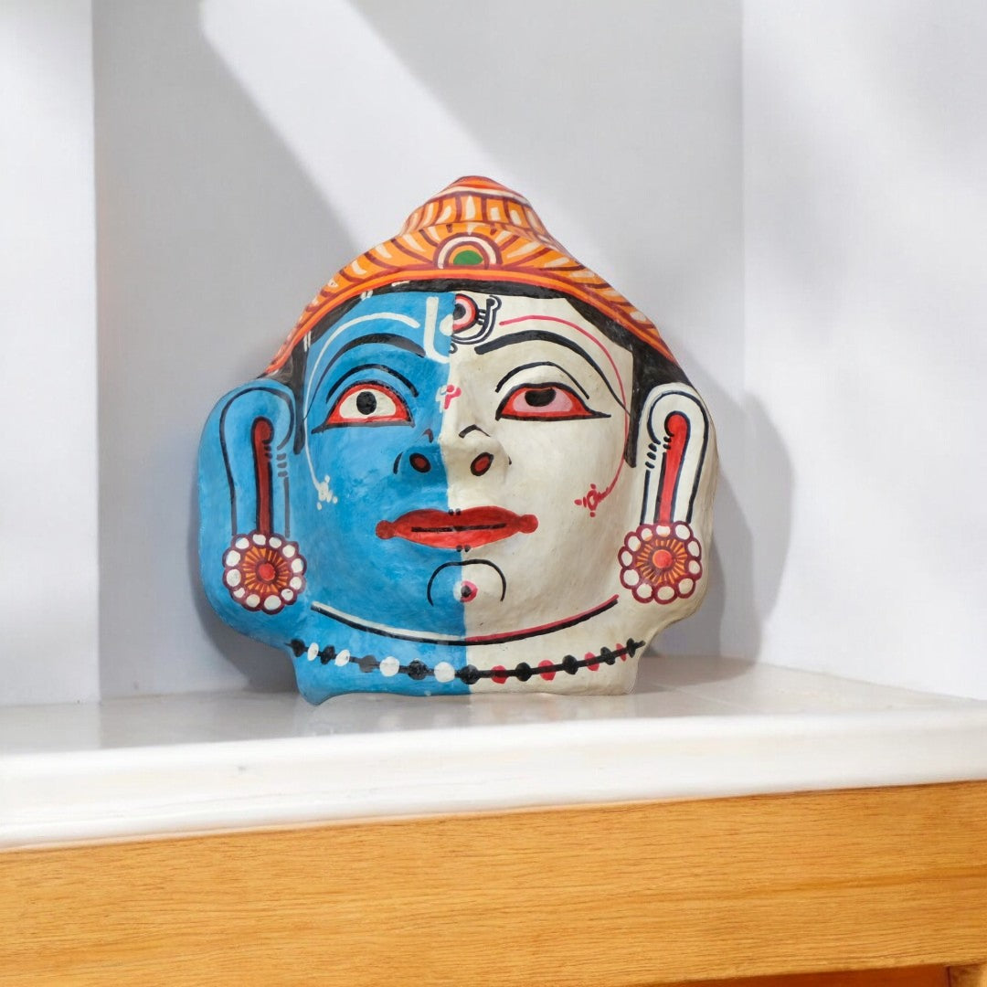 Handmade Papier-mâché Hari Hara Mask Decorative Showpiece