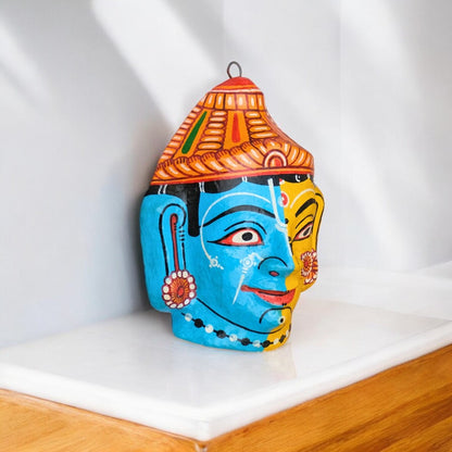 Handmade Papier-mâché Radha Krishna Mask Decorative Showpiece