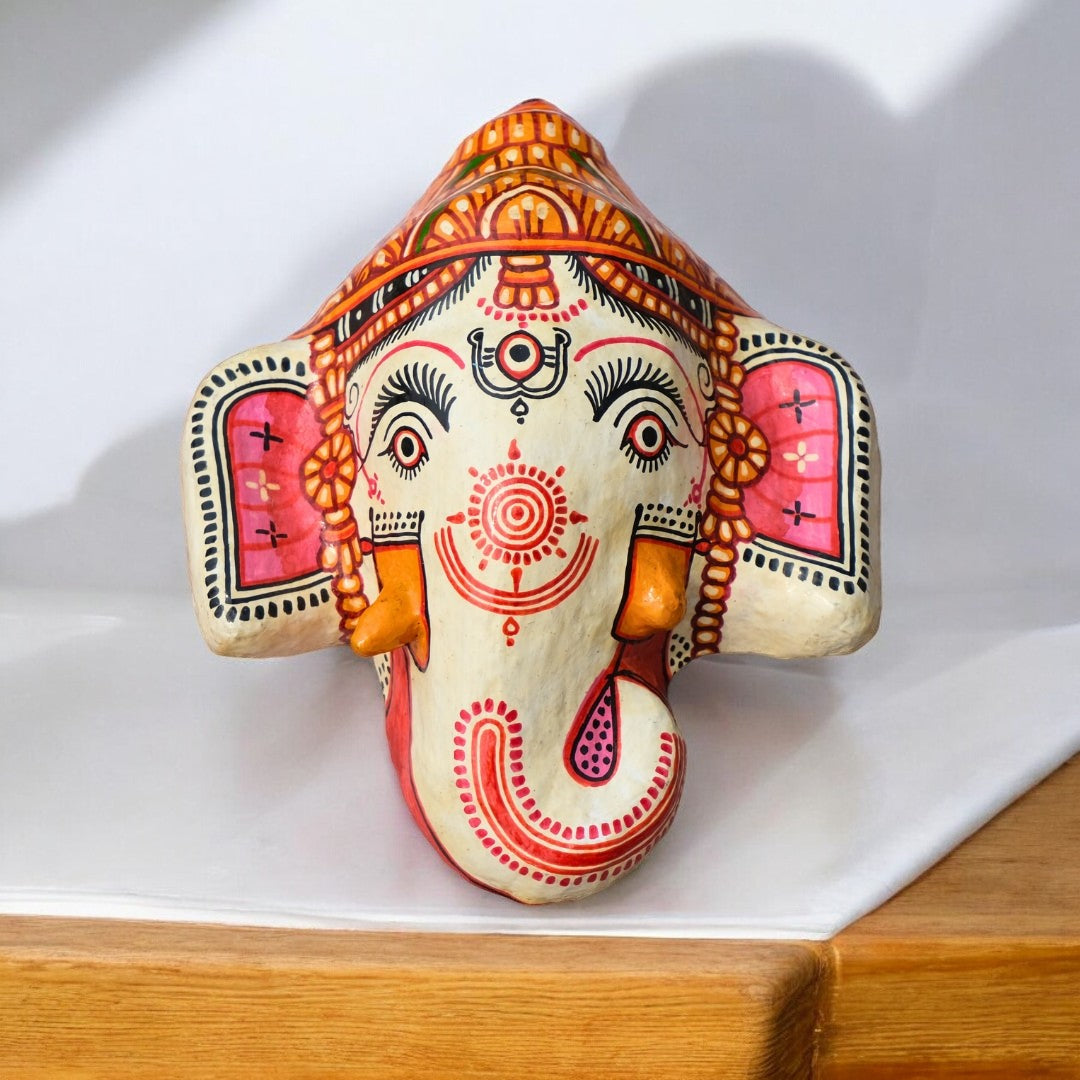 Handmade Papier-mâché Shree Ganesh Mask Decorative Showpiece