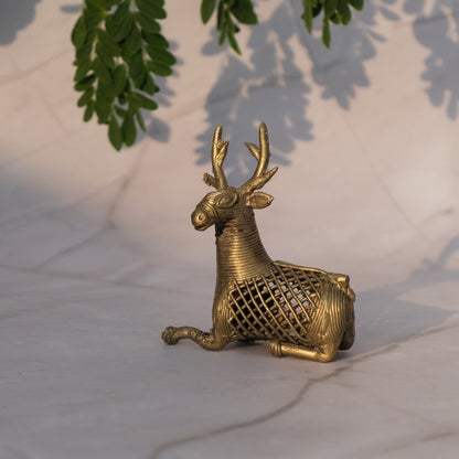 Dhokra Craft Home Decor- Netted Deer Sitting