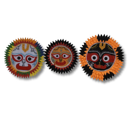 Pipili chandua - Sri Jagannath wall Hanging circular Black Orange