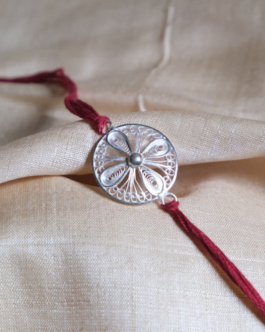 Silver Filigree Handmade Shagun Rakhi