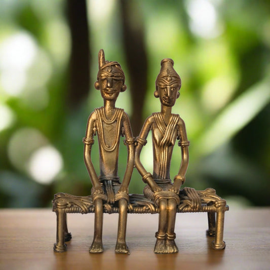 Dhokra Craft Home decor- Tribal couple sitting on cot