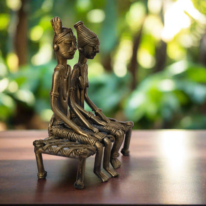 Dhokra Craft Home decor- Tribal couple sitting on cot