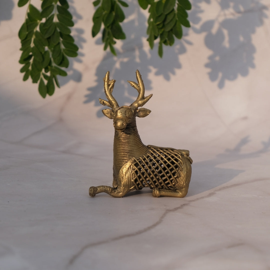 Dhokra Craft Home Decor- Netted Deer Sitting