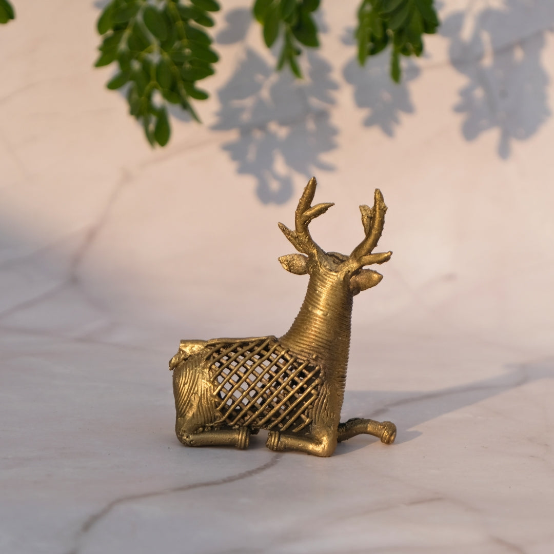 Dhokra Craft Home Decor- Netted Deer Sitting