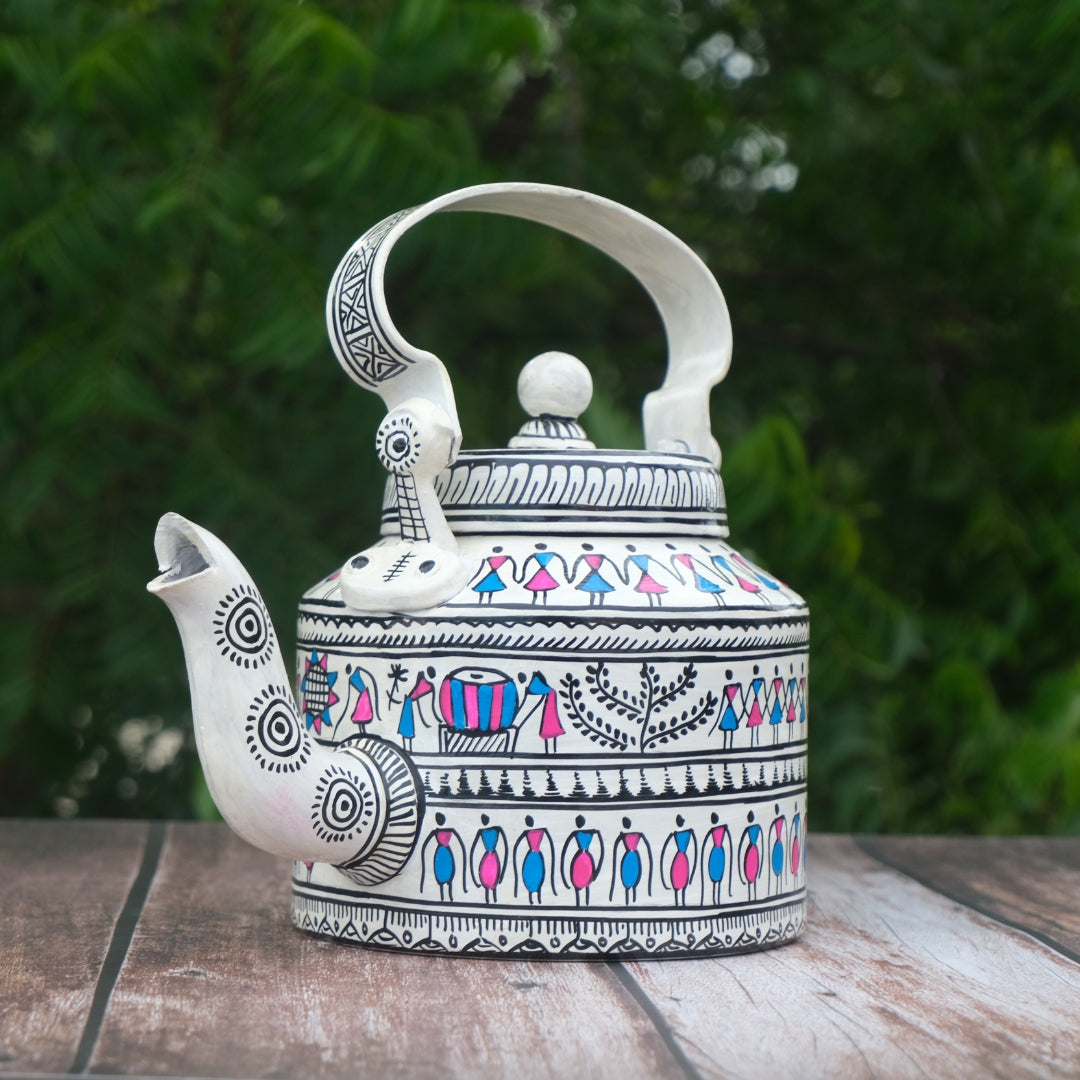 Colorful Tribal Style Kettle Painting for Home Decor