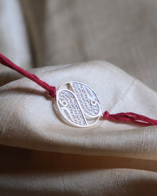 Silver Filigree Handmade Shloka Rakhi