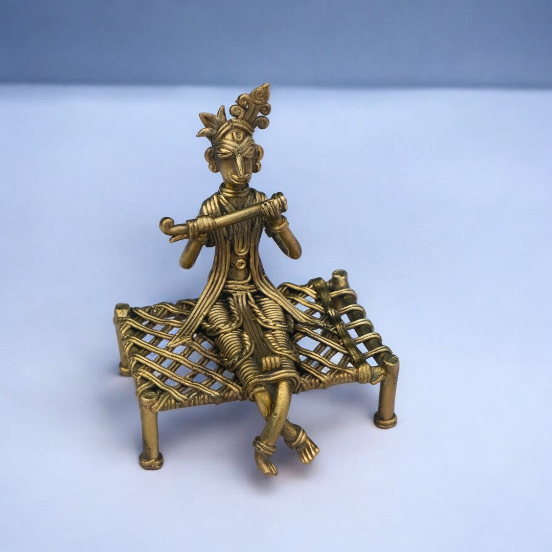 Dhokra Craft Home Decor- Shri Krishna playing Bansuri