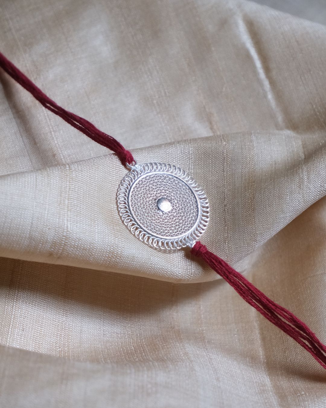 Silver Filigree Handmade Chaandini Rakhi