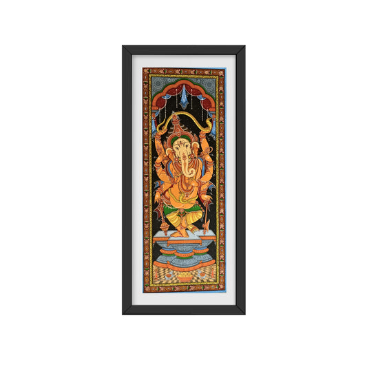 Pattachitra Painting -  Standing Sri Ganesh by Sri Bhaskar Mohapatra