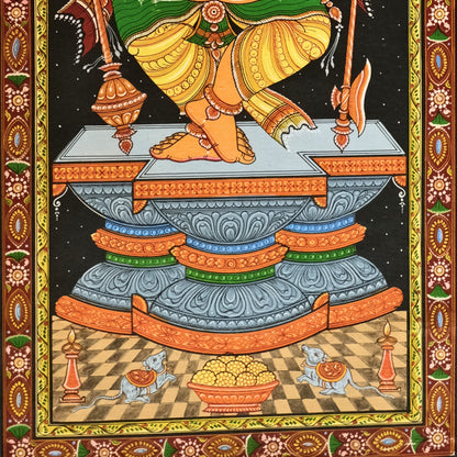 Pattachitra Painting -  Standing Sri Ganesh by Sri Bhaskar Mohapatra