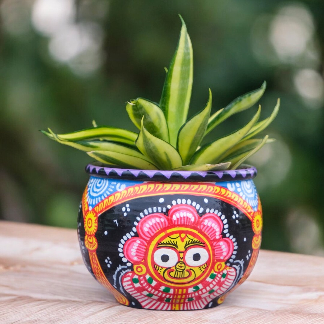 Hand Painted Pattachitra Style Aluminum Planter – KalaKart