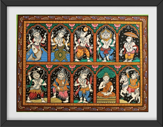 Pattachitra Painting - Dasavatar by Sri Bhaskar Mohapatra