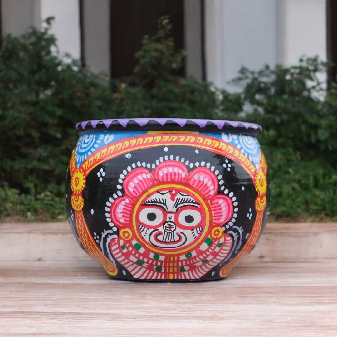 Hand Painted Pattachitra Style Aluminum Planter