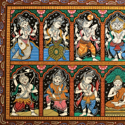 Pattachitra Painting - Dasavatar by Sri Bhaskar Mohapatra