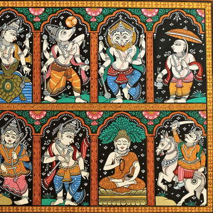 Pattachitra Painting - Dasavatar by Sri Bhaskar Mohapatra