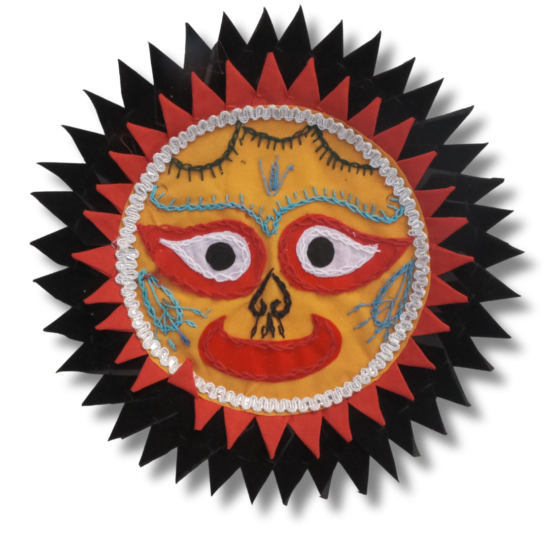 Pipili chandua - Sri Jagannath wall Hanging circular Black Orange