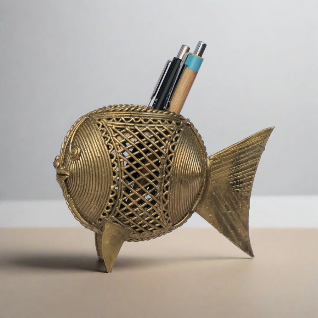 Dhokra Craft Home Decor - Fish Pen Stand