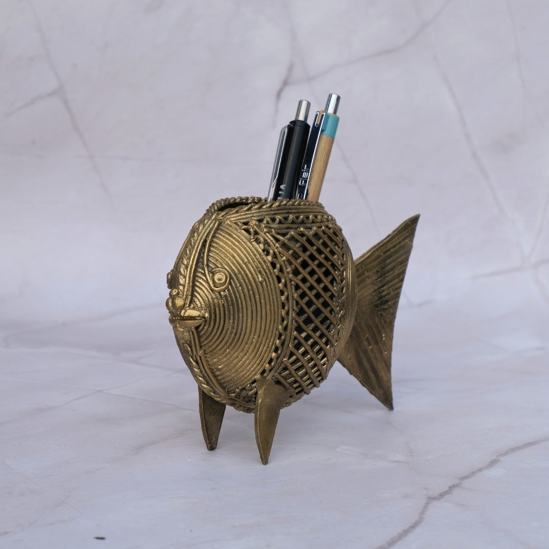 Dhokra Craft Home Decor - Fish Pen Stand