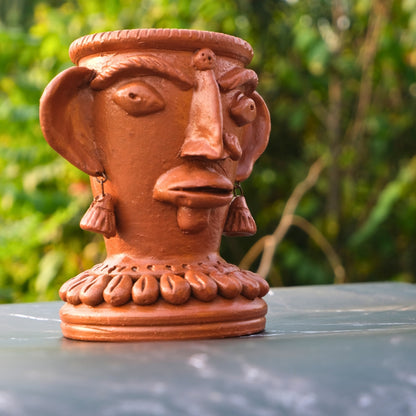 Terracotta- Tribal lady Face planter