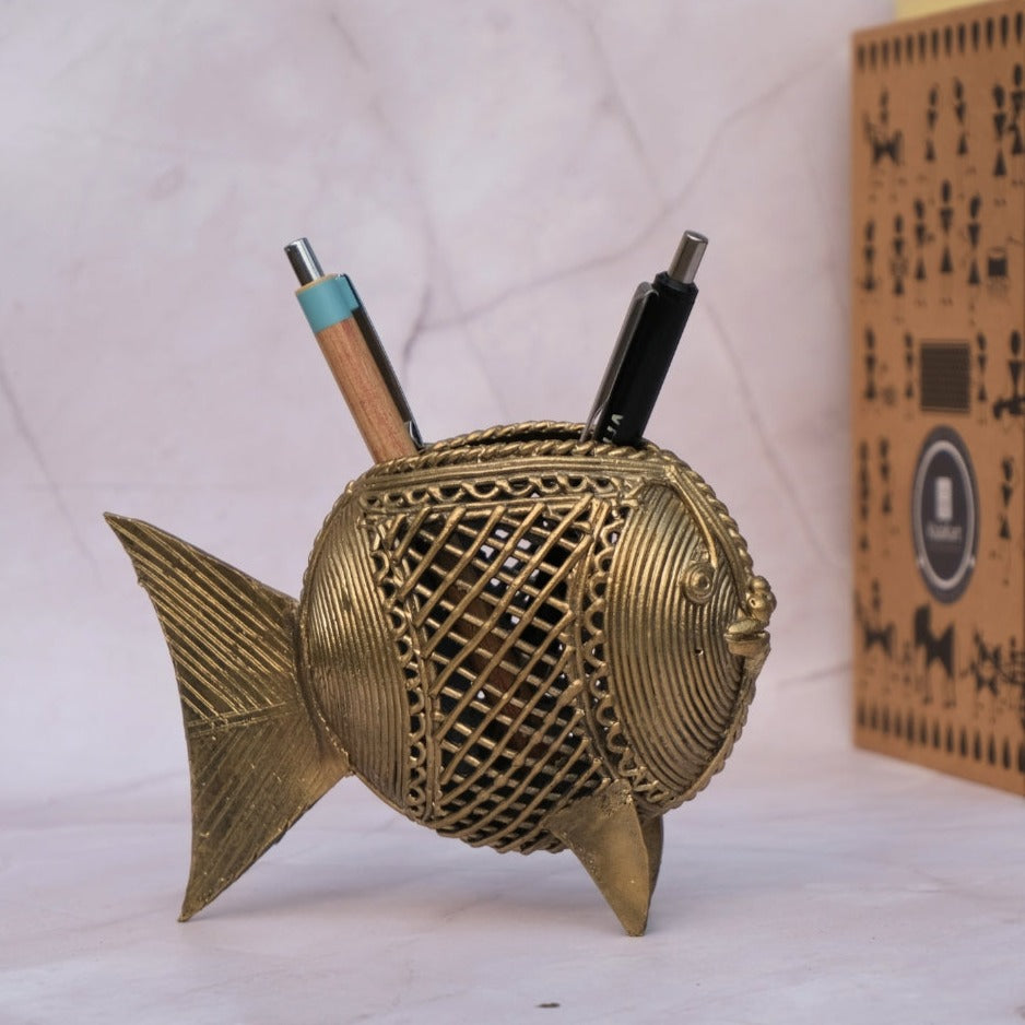 Dhokra Craft Home Decor - Fish Pen Stand