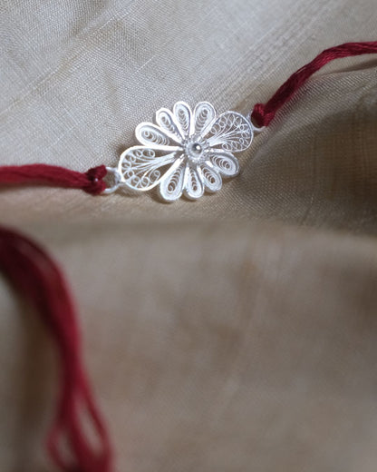 Silver Filigree Handmade Phool Rakhi