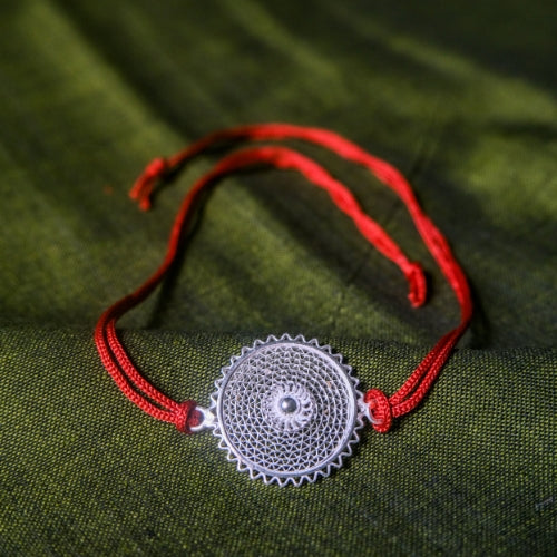 Silver Filigree Handmade Chaand Rakhi