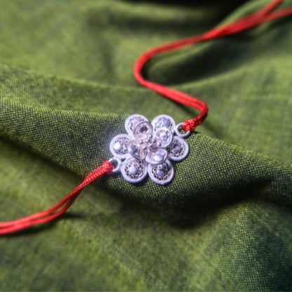 Silver Filigree Handmade Phool Rakhi