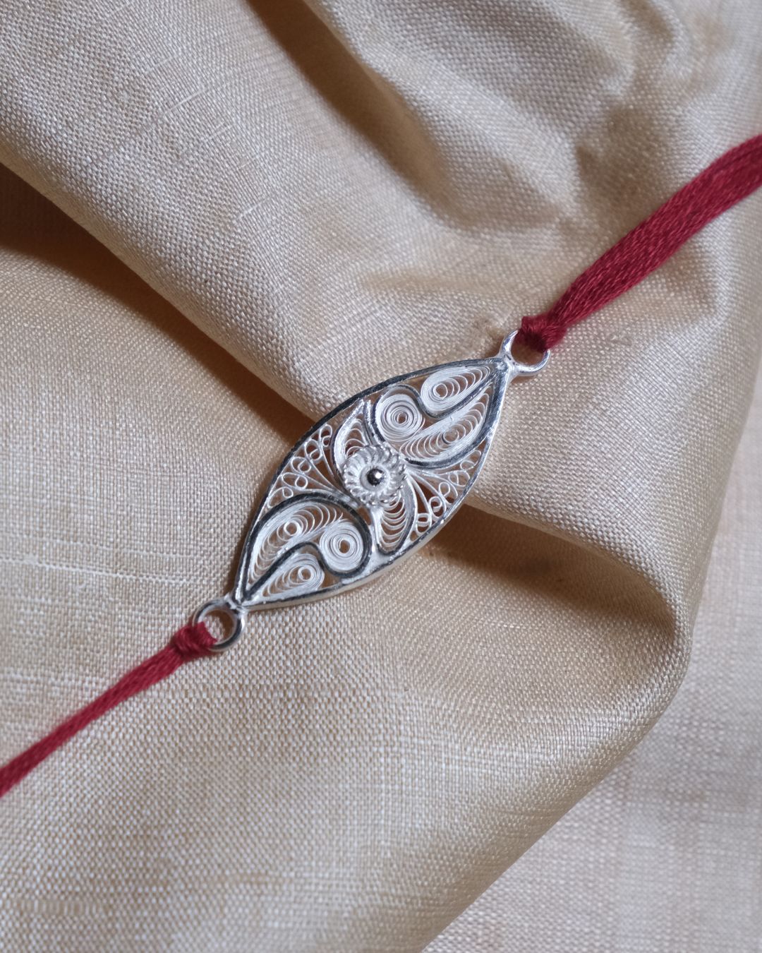 Silver Filigree Handmade Tarakasi Rakhi