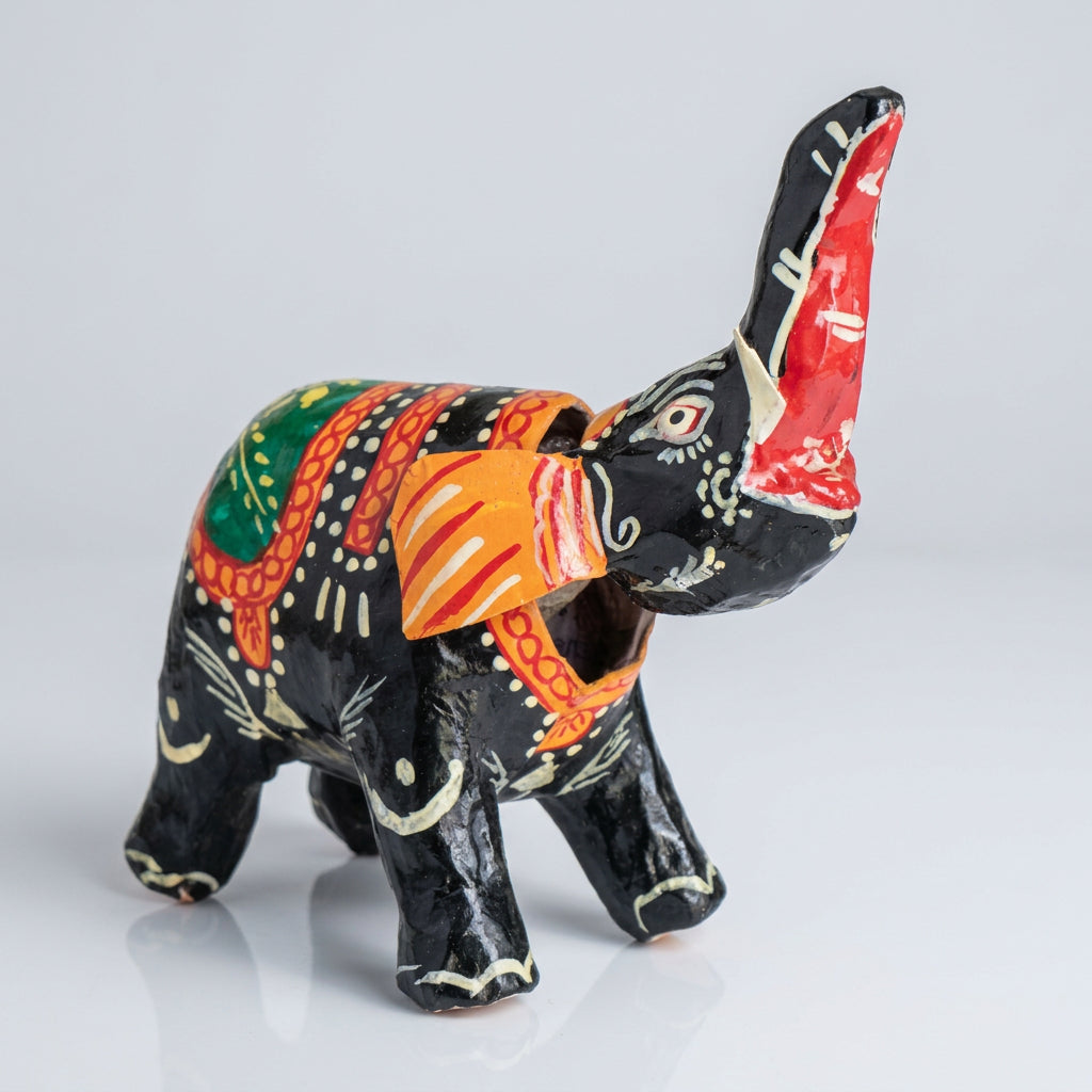 Black bobblehead elephant Pattachitra paper mache showpiece 8 inch – KalaKart