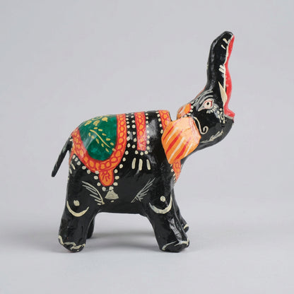 Black bobblehead elephant  papier mache showpiece 8 inch