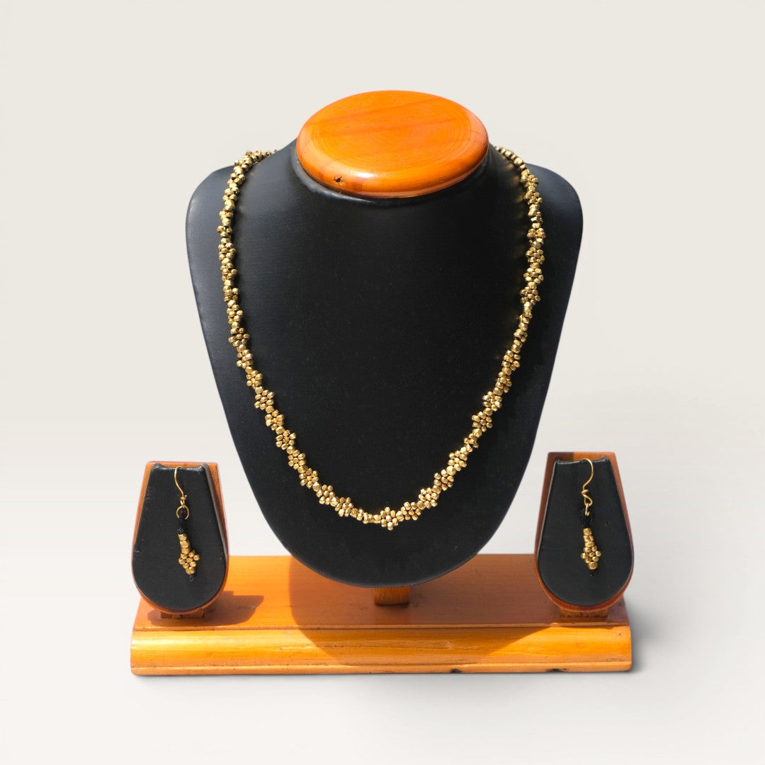 Dhokra Craft Handmade Anvita Necklace set with Earrings - Authentic Tribal Brass Jewellery India