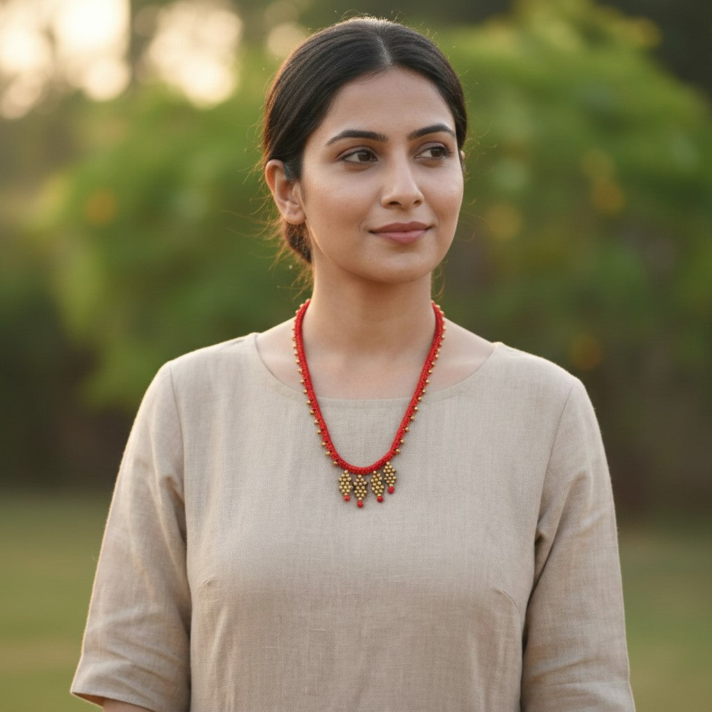 Dhokra Craft Handmade Vaibhabi Necklace - Authentic Tribal Brass Jewellery