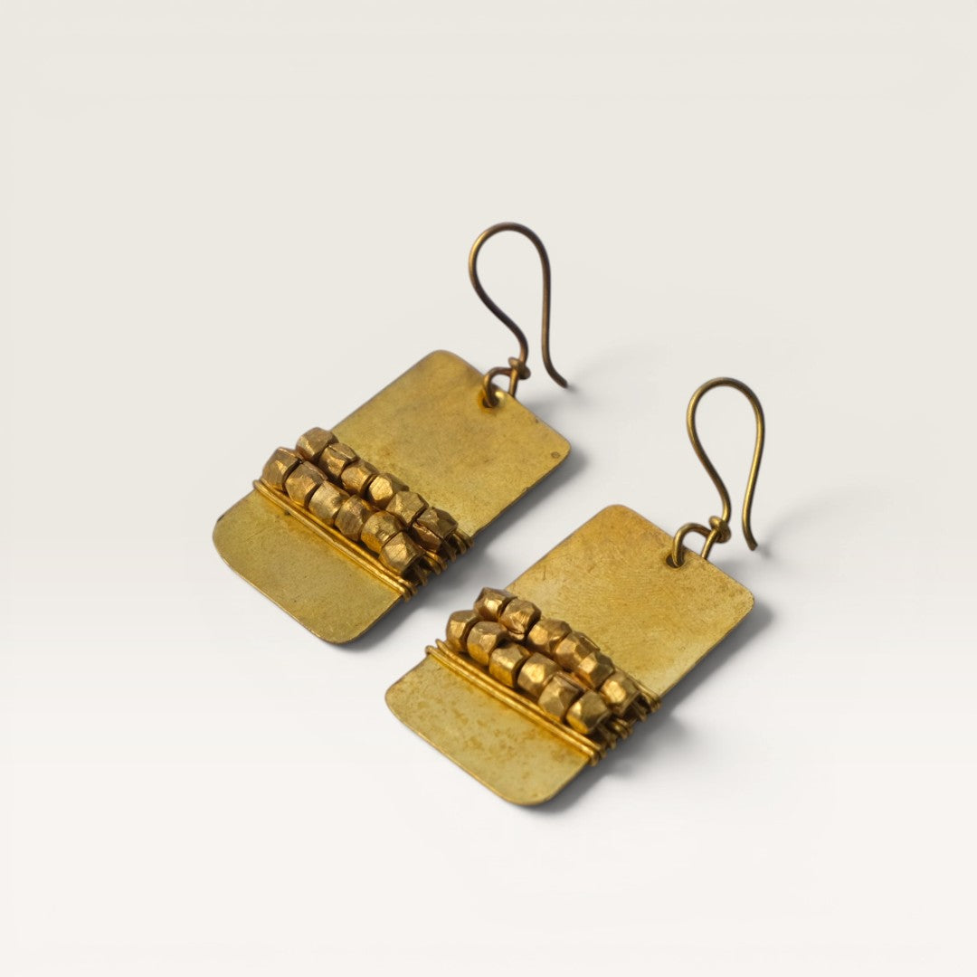Dhokra Brass Abha Earrings — Handmade Tribal Jewelry by Kodandadhara Maharana