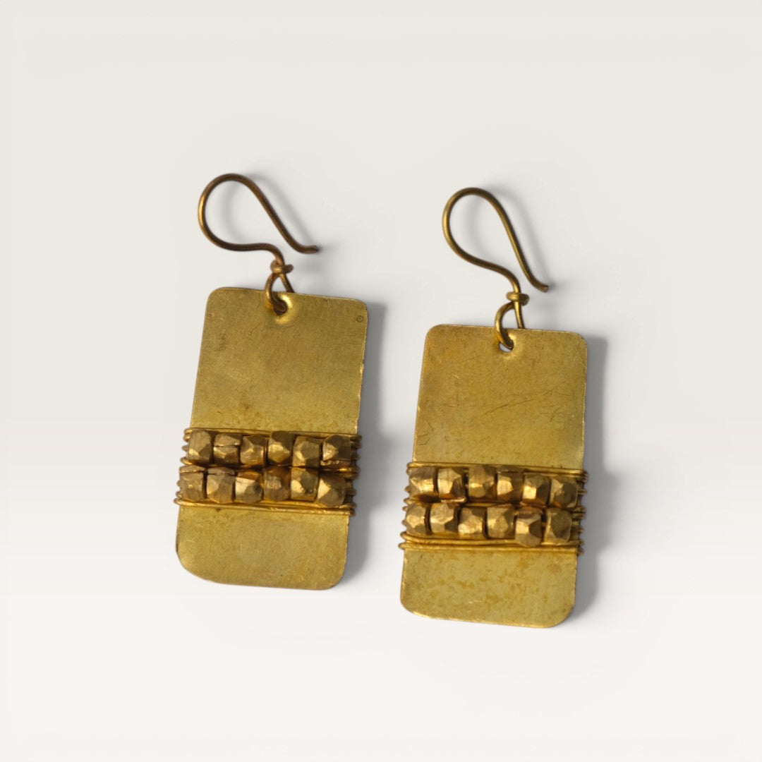 Dhokra Brass Abha Earrings — Handmade Tribal Jewelry by Kodandadhara Maharana