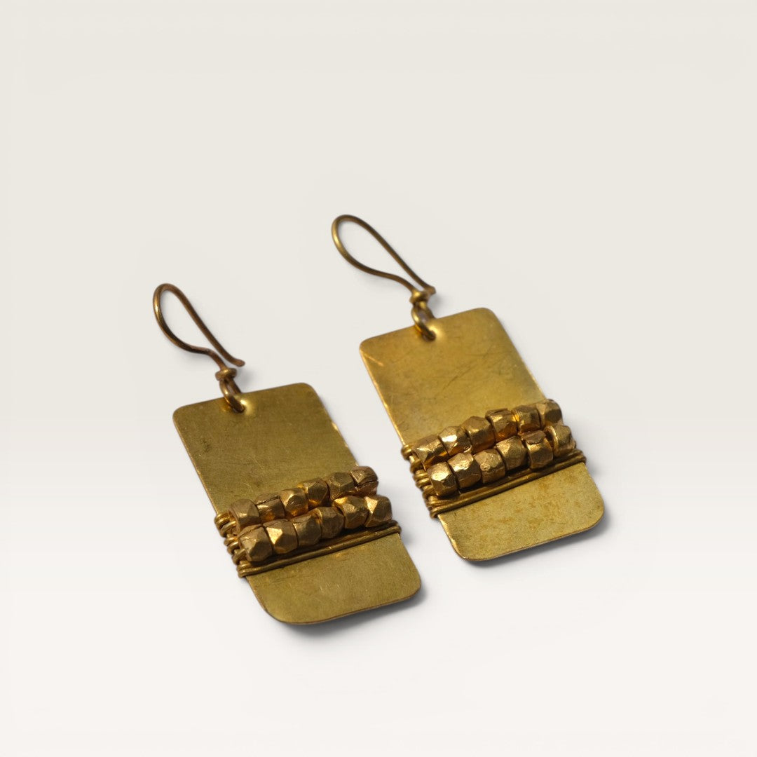 Dhokra Brass Abha Earrings — Handmade Tribal Jewelry by Kodandadhara Maharana