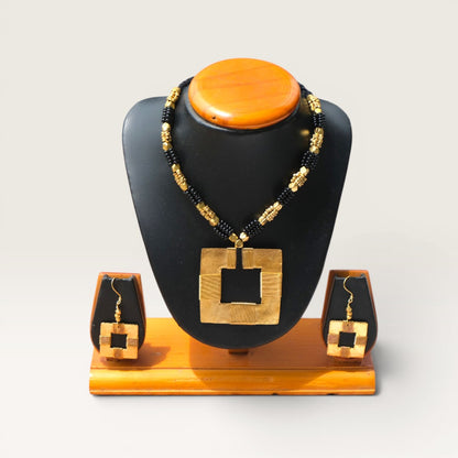 Dhokra Craft Handmade Kanti Necklace Set with Earrings - Authentic Tribal Brass Jewellery India
