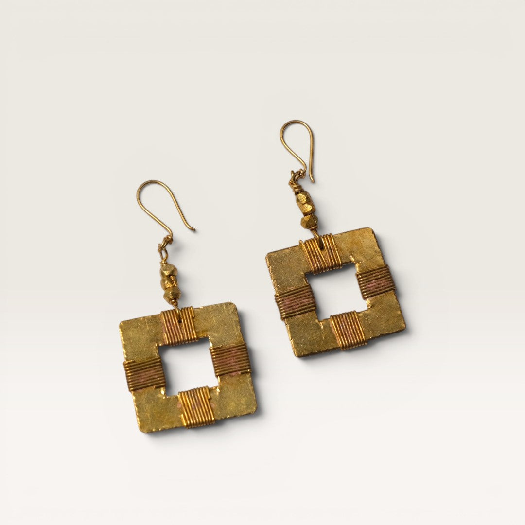 Dhokra Craft Handmade Kanti Necklace Set with Earrings - Authentic Tribal Brass Jewellery India